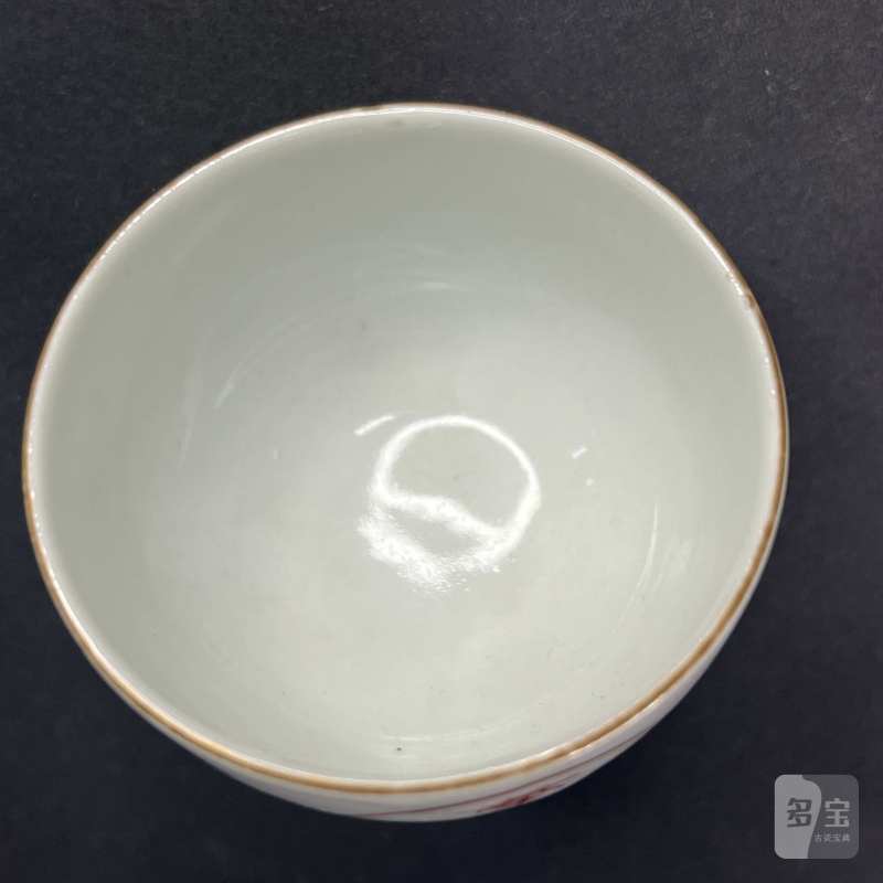 清 矾红瓦当纹杯 - 图5